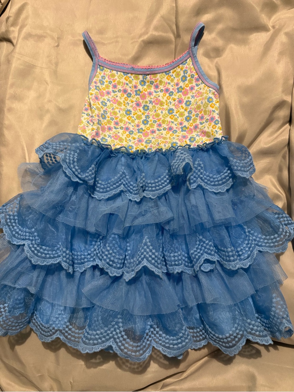 Matilda Jane Blue Floral Tulle Ruffle Dress